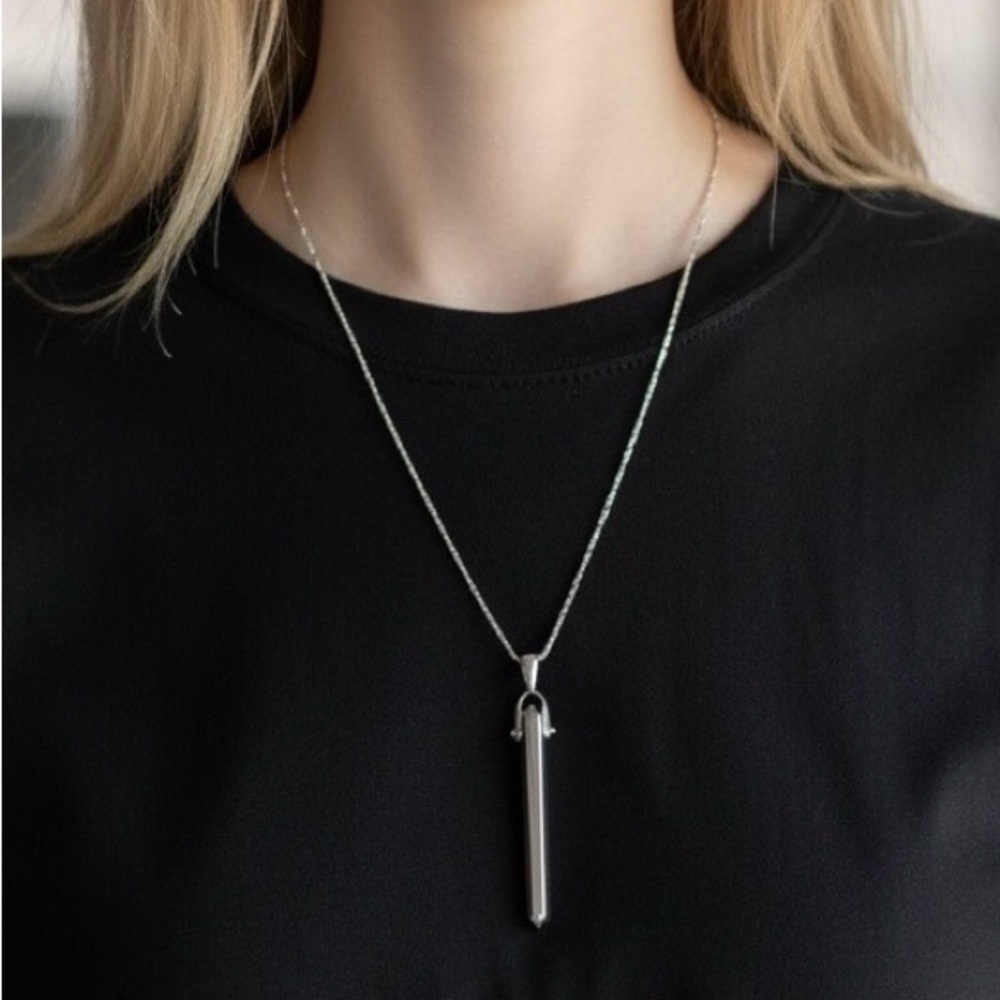 Stella & Dot Rebel Pendant Necklace Sleek Silver Bar Necklace